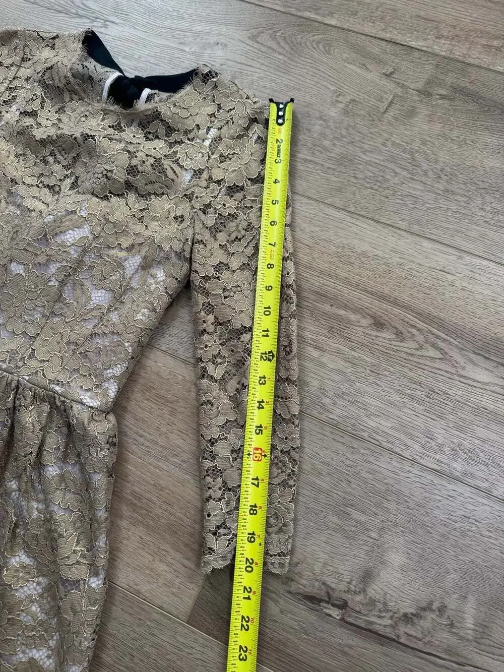 Boden Gold Metallic Lace Long Sleeve Midi Dress with Back Bow - Picture 6 of 16